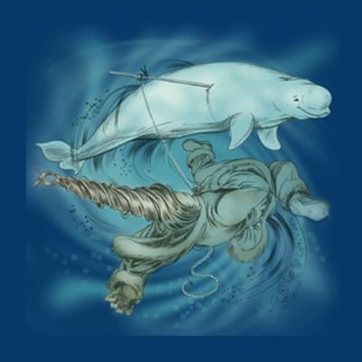 Illustration of the Inuit Legend of the narwhal