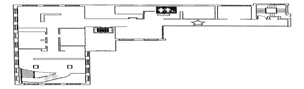2nd floor map with the location of the Narwhal exhibit marked by a star